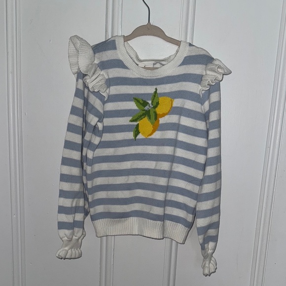 Janie and Jack Striped Ruffle Lemon Sweater - Picture 1 of 3